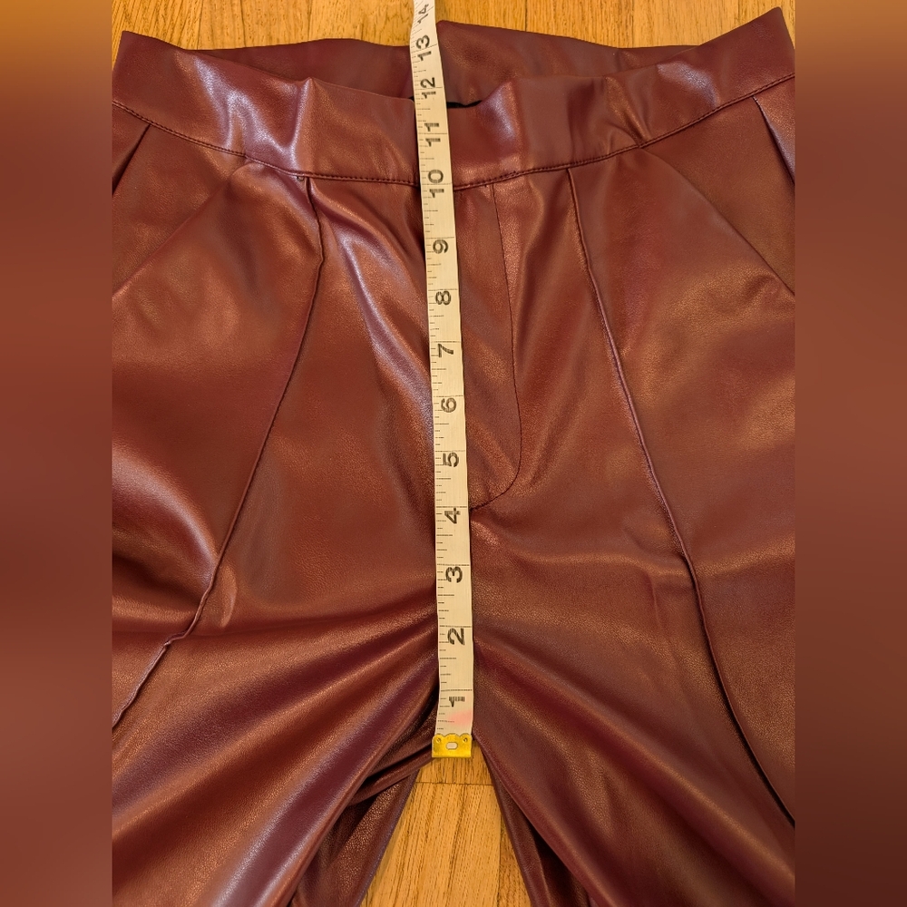 SOHO Apparel Burgundy Faux Leather Pants Women’s Medium - NWT - Picture 9 of 16
